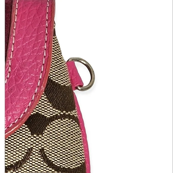Coach crossbody mini bag signature monogram canvas and hot pink leather & suede - Picture 7 of 10